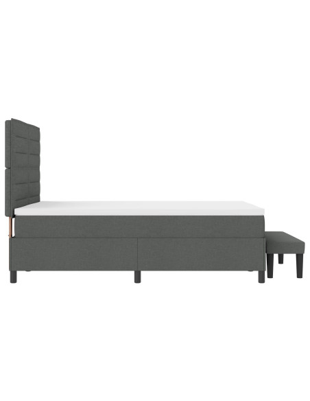 Letto con Box Spring e Materasso & Panca Grigio Scuro 160x200 cm Tessuto