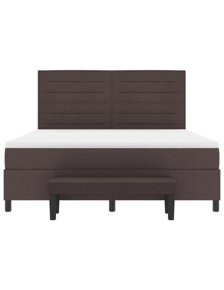 Letto a Rete con Materasso e Panchina Marrone Scuro 180x200 cm Tessuto