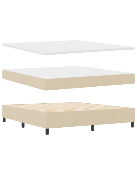 Letto con Box Spring  con Materasso e Panca Crema 180x200 cm Tessuto