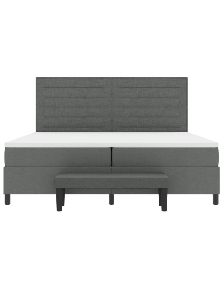 Letto Box Spring  con Materasso & Panchina Grigio Scuro 200x200 cm Tessuto