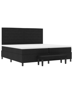 Letto a molle con materasso Nero 200 x 200 cm Tessuto