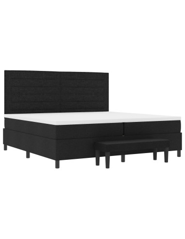 Letto a molle con materasso Nero 200 x 200 cm Tessuto