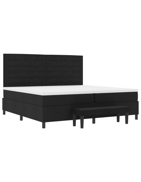 Letto con Box Spring  con Materasso & Panca Nera 200x200 cm Tessuto