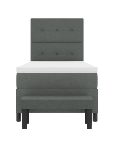 Letto a molle con materasso Grigio scuro 90 x 200 cm Tessuto