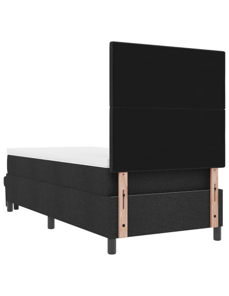 Letto con Box Spring  e Materasso e Panchina Nero 100x200 cm Tessuto