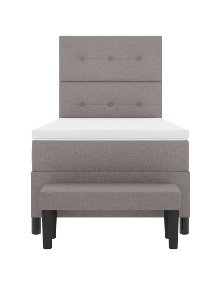 Letto Box Spring  con Materasso e Panchetta Taupe 100x200 cm Tessuto