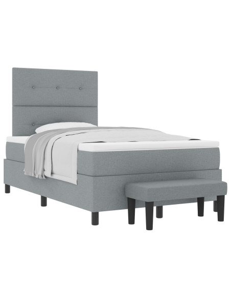 Letto a Molle con Materasso e Panchina Grigio Chiaro 120x200 cm Tessuto