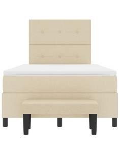 Letto a molle con materasso Crema 120 x 200 cm Tessuto