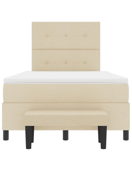 Letto box spring con materasso e panchina crema 120x200 cm tessuto