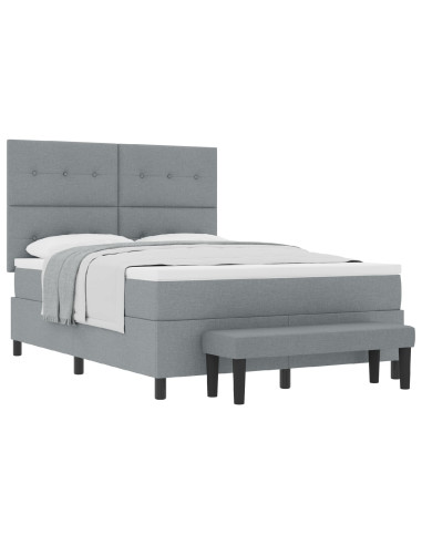 Letto a molle con materasso Grigio chiaro 140 x 200 cm Tessuto