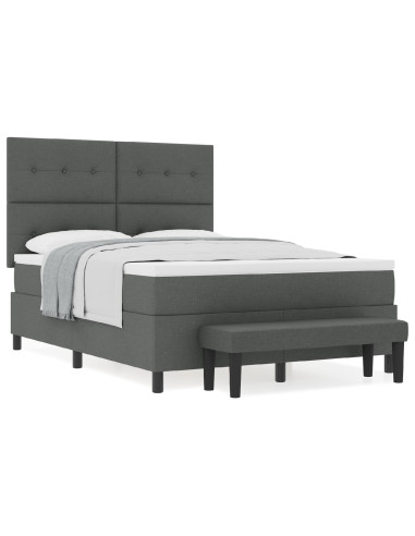 Letto a molle con materasso Grigio scuro 140 x 200 cm Tessuto