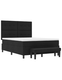Letto a molle con materasso Nero 140 x 200 cm Tessuto