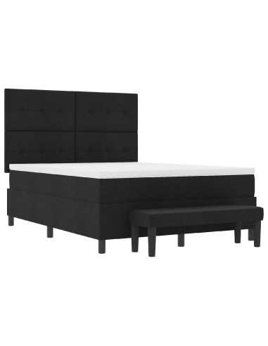 Letto a molle con materasso Nero 140 x 200 cm Tessuto
