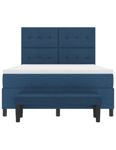Letto a molle con materasso Blu 160 x 200 cm Tessuto