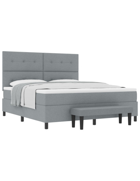 Letto a Box Spring  con Materasso e Panchina Grigio Chiaro 180x200 cm Tessuto