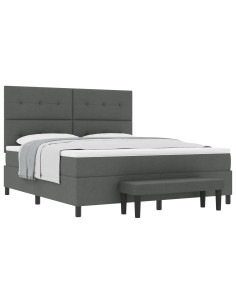 Letto a molle con materasso Grigio scuro 180 x 200 cm Tessuto