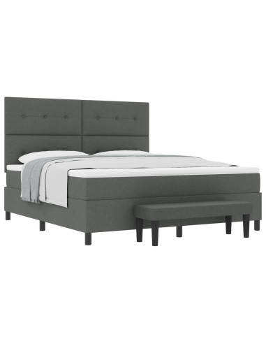 Letto a molle con materasso Grigio scuro 180 x 200 cm Tessuto