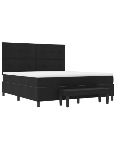 Letto a molle con materasso Nero 180 x 200 cm Tessuto