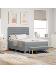 Letto a molle con materasso Grigio chiaro 140 x 200 cm Tessuto