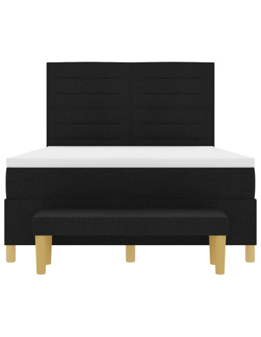 Letto a molle con materasso Nero 140 x 200 cm Tessuto