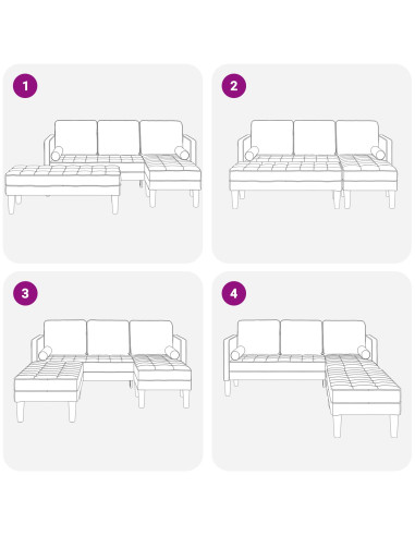 Set di divani con cuscino 2 pcs Grigio chiaro Poliestere