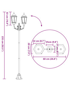 Luce da Giardino Verde vintage spazzolato 68 x 20 x 235 cm