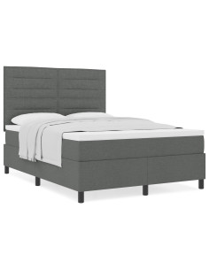 Letto a molle con materasso Grigio scuro 140 x 190 cm Tessuto
