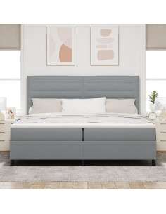 Letto a molle con materasso Grigio chiaro 200 x 200 cm Tessuto