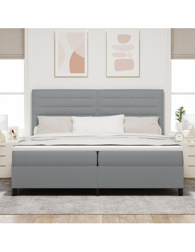Letto a molle con materasso Grigio chiaro 200 x 200 cm Tessuto