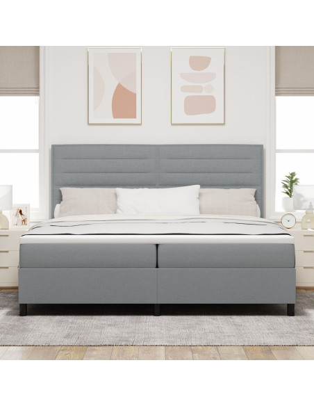 Letto a Molle con Materasso Grigio Chiaro 200x200 cm Tessuto