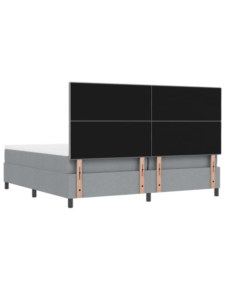 Letto Boxspring con Materasso e Panchina Grigio Chiaro 200x200 cm Tessuto
