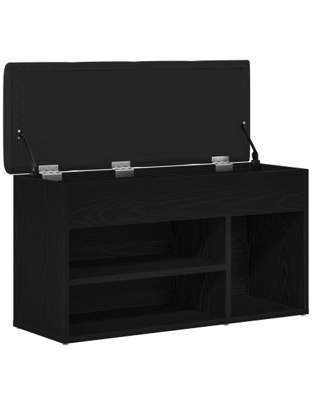 Panchina da stoccaggio  in rovere nero 80x30x45 cm in legno ingegnerizzato