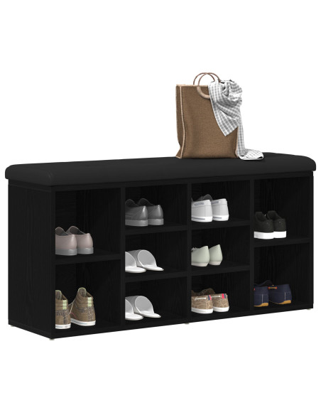 Panca per scarpe Rovere Nero 102 x 32 x 50 cm Legno multistrato