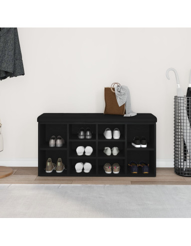 Panca per scarpe Rovere Nero 102 x 32 x 50 cm Legno multistrato