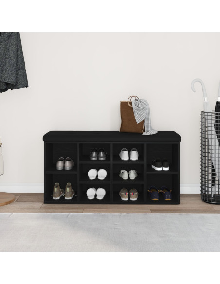 Panca per scarpe Rovere Nero 102 x 32 x 50 cm Legno multistrato