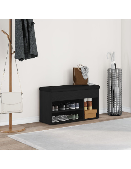 Panchina da stoccaggio  in rovere nero 80x30x45 cm in legno ingegnerizzato