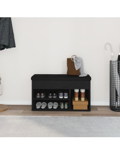 Panca per scarpe Nero 80 x 30 x 45 cm Legno multistrato 2