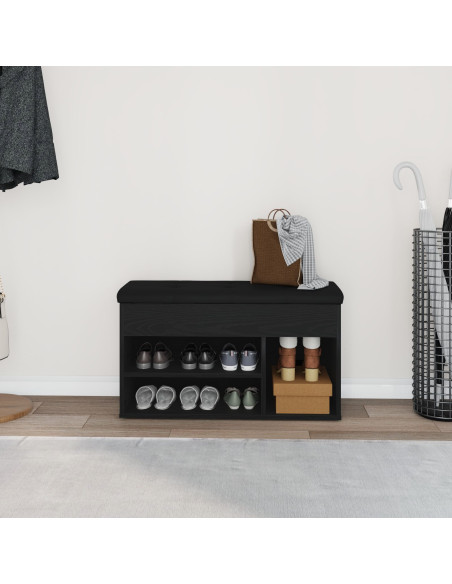 Panchina da stoccaggio  in rovere nero 80x30x45 cm in legno ingegnerizzato