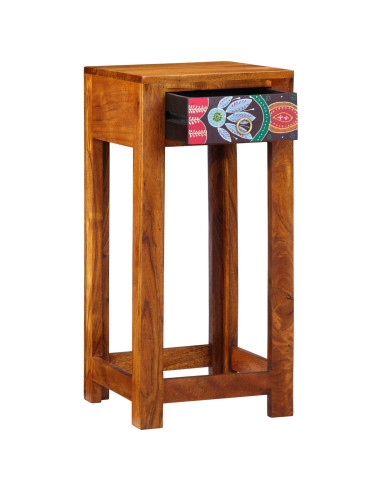 Tavolino Floreale con cassetto Marrone 35 x 35 x 75 cm