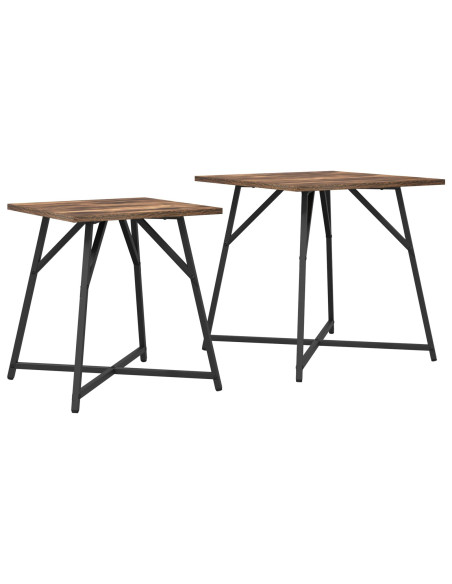 Tavolino 2 pz Rovere Affumicato in Legno Ingegnerizzato e Metallo