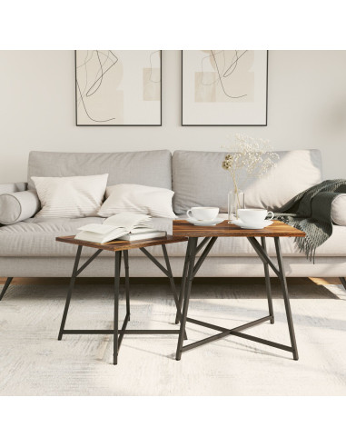 Set tavolini 2 pcs Rovere Affumicato e Nero