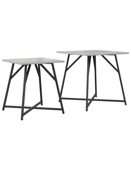 Tavolino 2 pz Grigio Sonoma in Legno Ingegnerizzato e Metallo