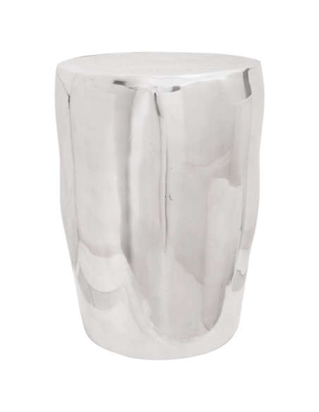 Pouf Faccia  Argento 33x33x45 cm in Alluminio