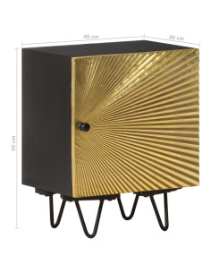 Comodino con Frontale in Ottone 40x30x50cm in Massello di Mango