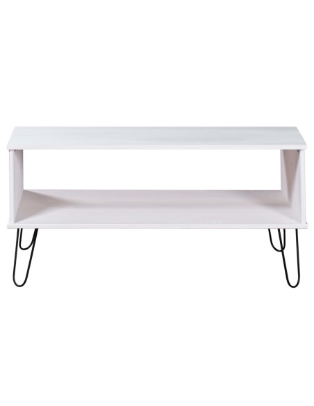 Tavolino da Salotto New York Bianco in Legno Massello di Pino