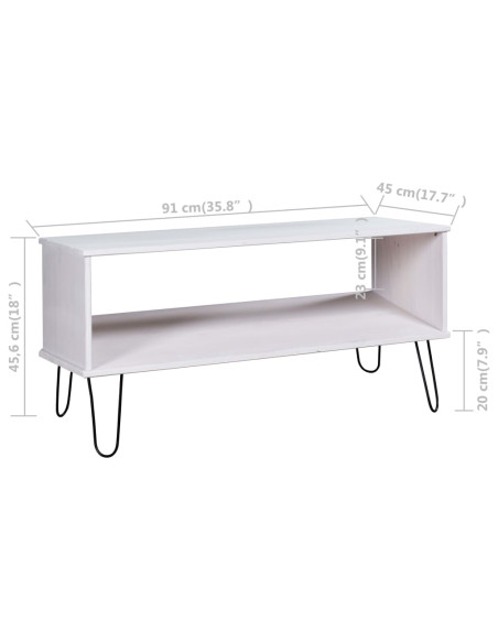 Tavolino da Salotto New York Bianco in Legno Massello di Pino