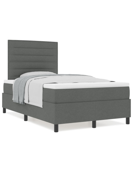 Letto a Molla  con Materasso Grigio Scuro 120x200 cm Tessuto