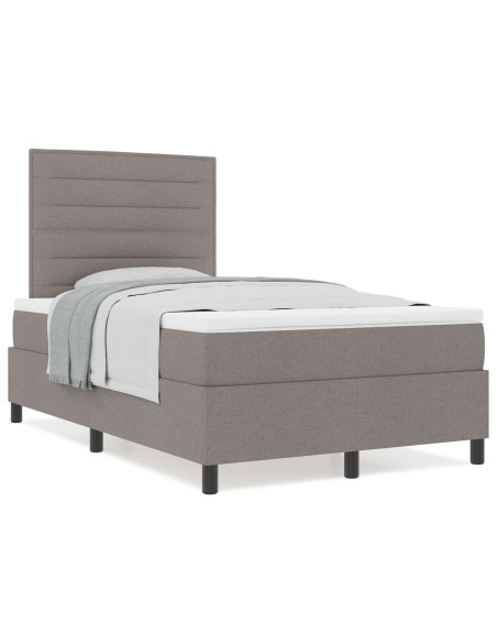 Letto Box Spring e Materasso Tortora 120x200 cm Tessuto