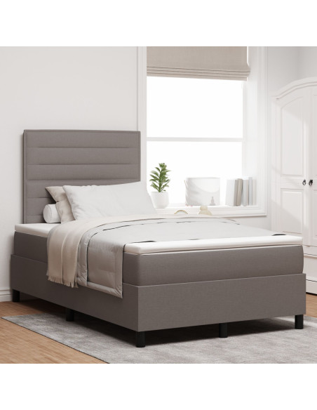 Letto Box Spring e Materasso Tortora 120x200 cm Tessuto