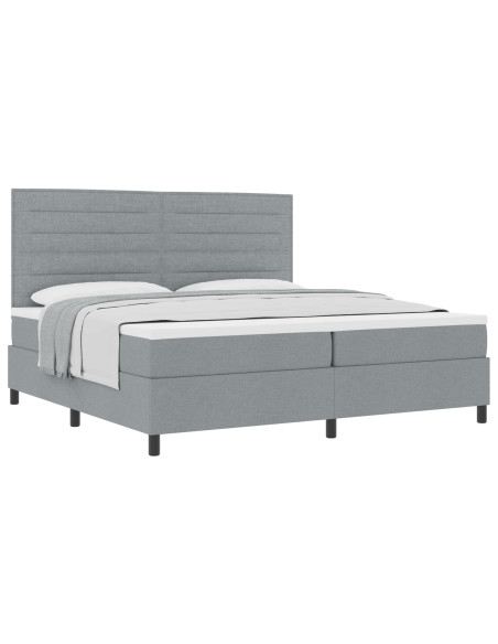 Letto a Molle con Materasso Grigio Chiaro 200x200 cm Tessuto